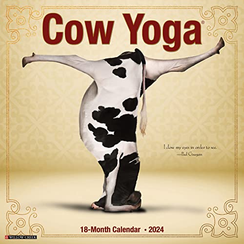 Willow Creek Press Cow Yoga Monthly 2024 Wall Calendar (12" x 12")