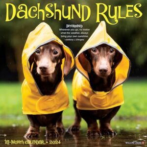 willow creek press dachshund rules monthly 2024 wall calendar (12" x 12")