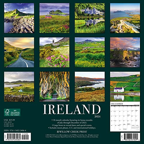 Willow Creek Press Ireland Monthly 2024 Wall Calendar (12" x 12")