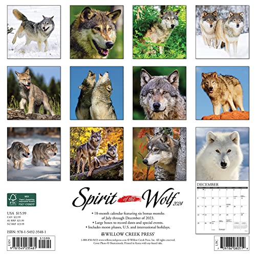 Willow Creek Press Spirit of the Wolf Monthly 2024 Wall Calendar (12" x 12")