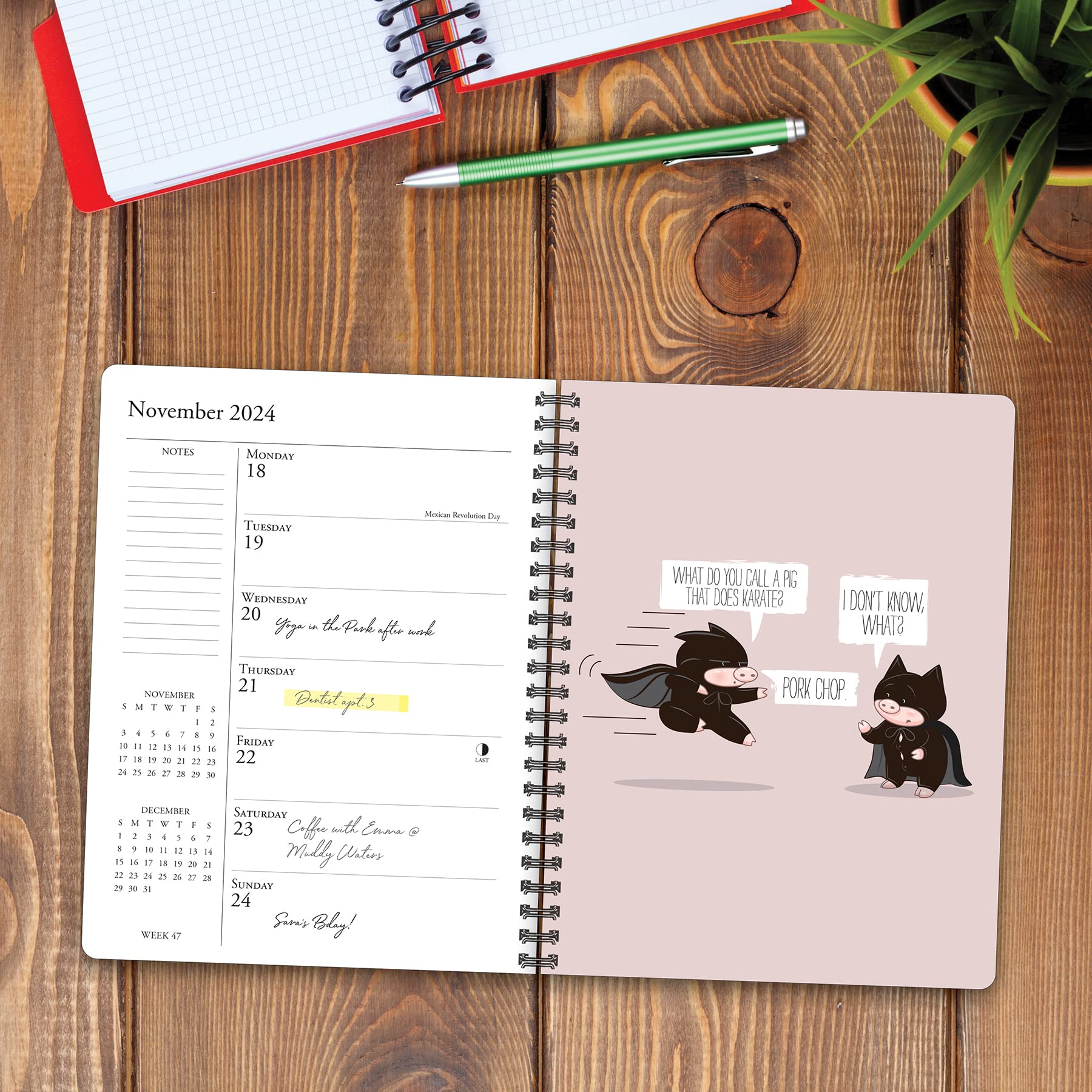 Willow Creek Press Bad Dad Jokes Softcover Weekly Planner 2024 Spiral-Bound Engagement Calendar (6.5" x 8.5")