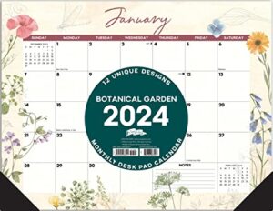 willow creek press botanical garden monthly 2024 deskpad calendar (22" x 17")