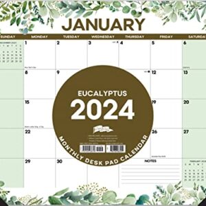 Willow Creek Press Eucalyptus & Succulents Monthly 2024 Deskpad Calendar (22" x 17")