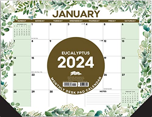 Willow Creek Press Eucalyptus & Succulents Monthly 2024 Deskpad Calendar (22" x 17")