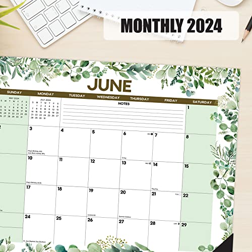 Willow Creek Press Eucalyptus & Succulents Monthly 2024 Deskpad Calendar (22" x 17")