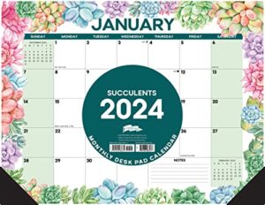 willow creek press succulent monthly 2024 deskpad calendar (22" x 17")