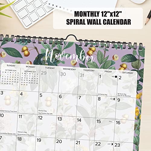 Willow Creek Press Botanical Nature Monthly Spiral-Bound 2024 Wall Calendar (12" x 12")