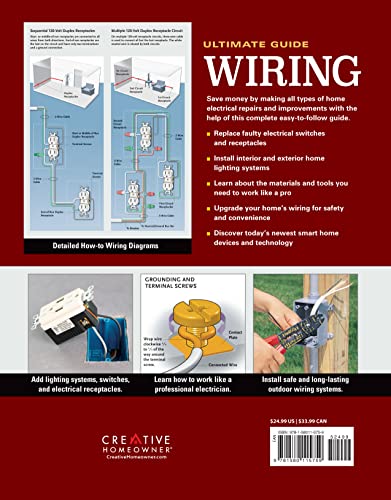 Ultimate Guide: Wiring, 9th Updated Edition (Creative Homeowner) DIY Residential Home Electrical Installations and Repairs - New Switches, Outdoor Lighting, LED, Step-by-Step Photos (Ultimate Guides)