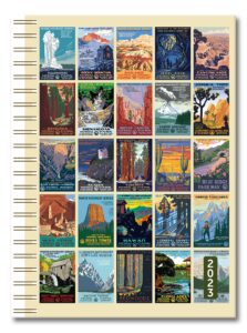 national parks poster art of the wpas, august 2022 – december 2023, weekly planner 2023, 5.75" x 8.25" flexi-cover planner calendar schedule organizer - 18 months
