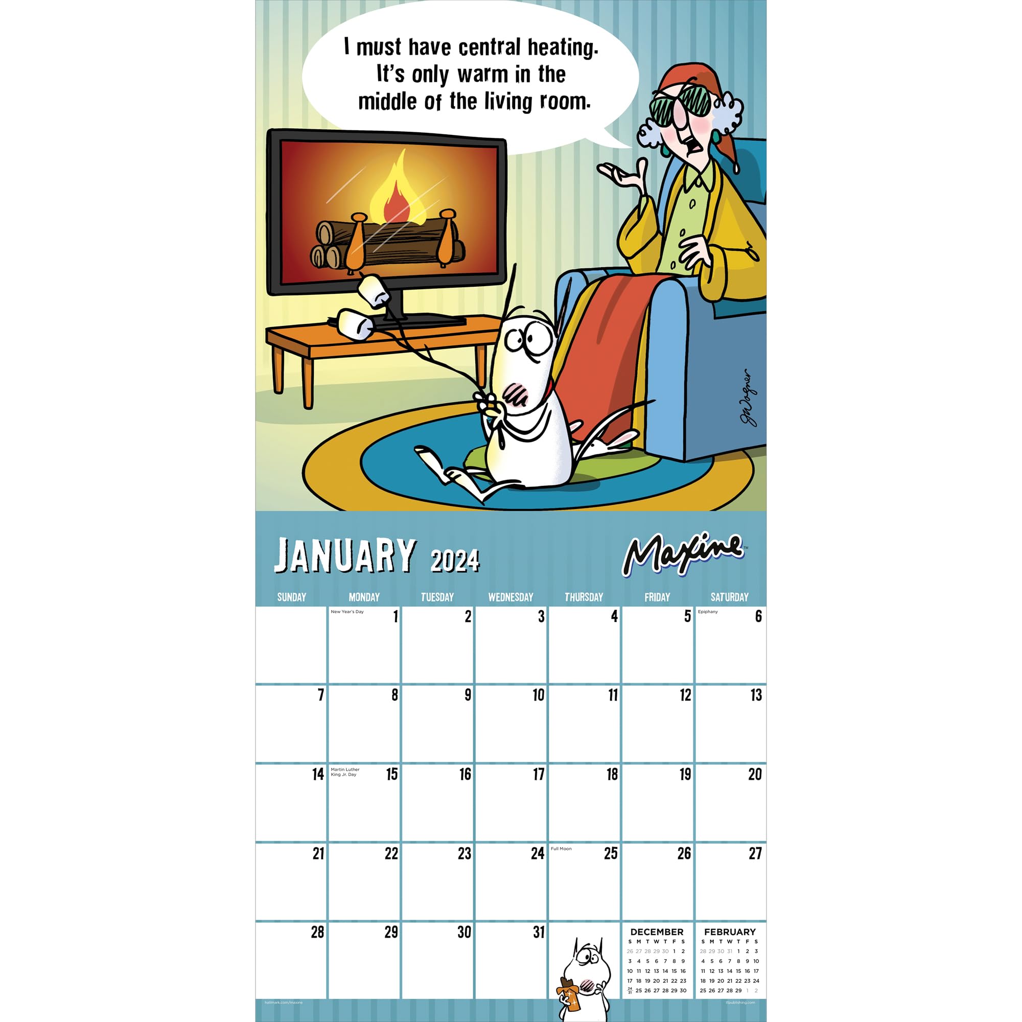 TF PUBLISHING 2024 Maxine Wall Calendar | Large Grids for Appointments and Scheduling | Vertical Monthly Wall Calendar 2024 | Home and Office Organization | Premium Matte Paper | 12"x12”