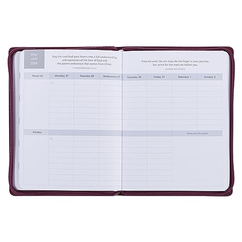 Christian Art Gifts 2024 18 Month Women's Vegan Leather Personal Planner Organizer w/Zipper Closure: Be Still & Know Inspirational Bible Verse, Daily, Weekly, Monthly Planning, Maroon Floral, Large