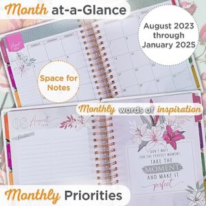 Christian Art Gifts Inspirational 18 Month Wirebound 2024 Planner for Women: I Can Do All This - Philippians 4:13 Bible Verse, Personal Week Organizer w/Elastic Closure Aug 2023-Jan 2025, Teal Floral