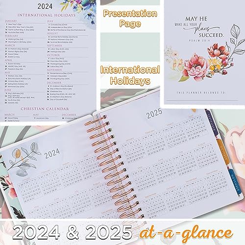 Christian Art Gifts Inspirational 18 Month Wirebound 2024 Planner for Women: I Can Do All This - Philippians 4:13 Bible Verse, Personal Week Organizer w/Elastic Closure Aug 2023-Jan 2025, Teal Floral