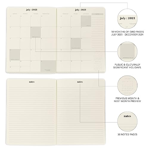 Graphique 2024 Monthly Planner | 18 Month Organizer, July 2023 – Dec. 2024 | Monthly Calendar & Notes Spreads | Marked Holidays | Peanuts Design | 8” x 10”