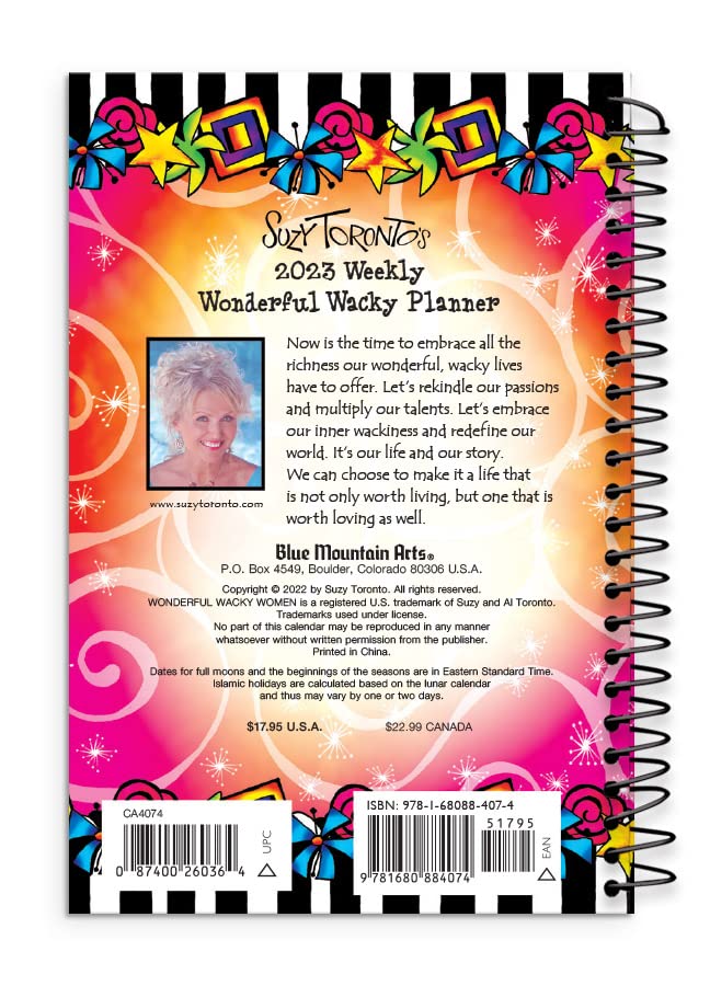 2023 Weekly & Monthly Planner “My Wonderful, Wacky Plans for a Life Worth Truly Loving!” 8 x 6 in. Spiral-Bound Date Book for Her by Suzy Toronto with Motivational Messages—from Blue Mountain Arts