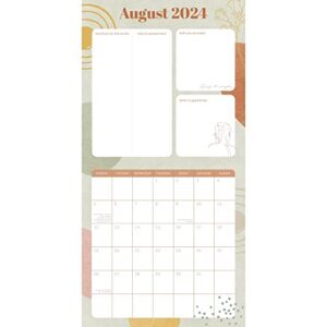 2024 Square Wall Calendar - Wellness Planner 12 x 12 Inch Monthly View, 16-Month, Art Theme, Includes 180 Reminder Stickers