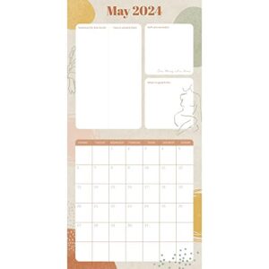 2024 Square Wall Calendar - Wellness Planner 12 x 12 Inch Monthly View, 16-Month, Art Theme, Includes 180 Reminder Stickers