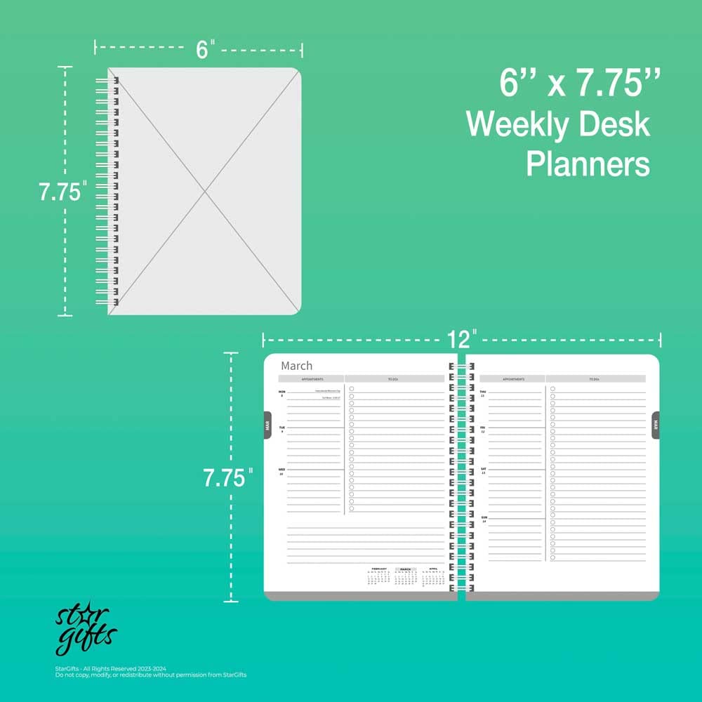 Ladybug Party | 2024 6 x 7.75 Inch 18 Months Weekly Desk Planner | July 2023 - December 2024 | StarGifts | Planning Stationery