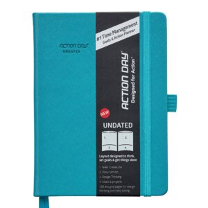 action day undated weekly productivity planner with to-do list,goal setting & action planning for your life,work & home - size 6x8 - turquoise