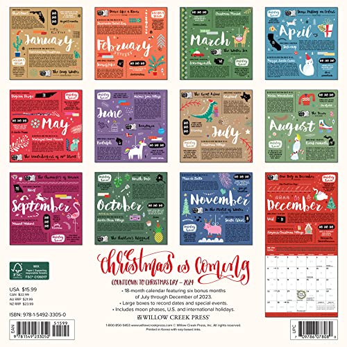 Willow Creek Press Christmas is Coming Monthly 2024 Wall Calendar (12" x 12")
