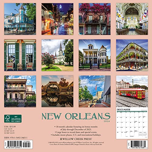Willow Creek Press New Orleans Monthly 2024 Wall Calendar (12" x 12")