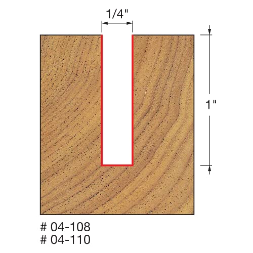 Freud 04-108: 1/4" (Dia.) Double Flute Straight Bit, Pack of 1, Perma-shield Coating Red