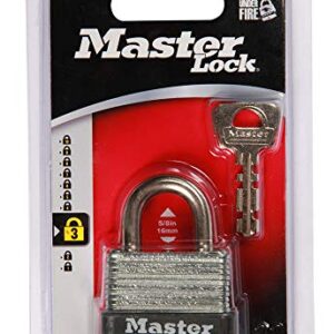 Master Lock 22D Laminated Steel Warded Padlock, 1-1/2-Inch Wide Body, 5/8-Inch Shackle Height,Silver