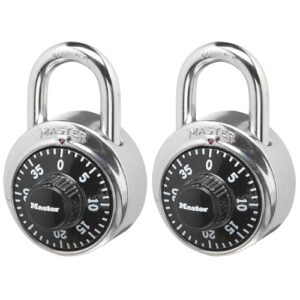 master lock locker lock combination padlock, 2 pack, black, 1500t
