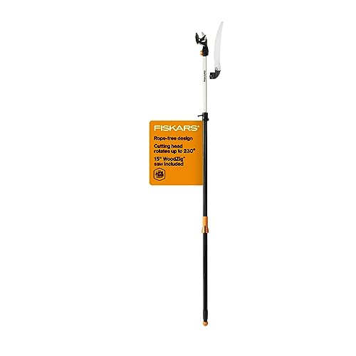 FISKARS 7.9ft-12ft Extendable Pole Tree Pruner / Trimmer with Rotating Head and Precision-Ground Steel Blade - Easy and Smooth Cutting up to 1.25" Diameter