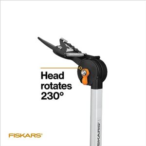 FISKARS 7.9ft-12ft Extendable Pole Tree Pruner / Trimmer with Rotating Head and Precision-Ground Steel Blade - Easy and Smooth Cutting up to 1.25" Diameter