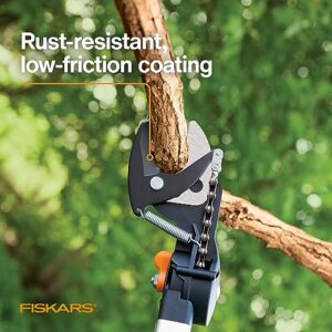 FISKARS 7.9ft-12ft Extendable Pole Tree Pruner / Trimmer with Rotating Head and Precision-Ground Steel Blade - Easy and Smooth Cutting up to 1.25" Diameter