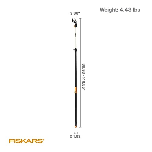 FISKARS 7.9ft-12ft Extendable Pole Tree Pruner / Trimmer with Rotating Head and Precision-Ground Steel Blade - Easy and Smooth Cutting up to 1.25" Diameter