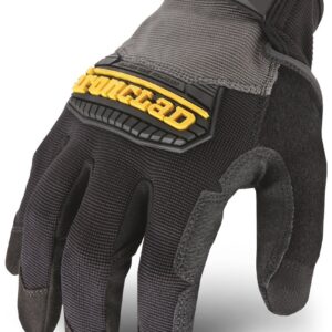 Ironclad Heavy Utility Work Gloves HUG, High Abrasion Resistance, Performance Fit, Durable, Machine Washable, (1 Pair), LARGE, Black & Grey