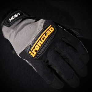 Ironclad Heavy Utility Work Gloves HUG, High Abrasion Resistance, Performance Fit, Durable, Machine Washable, (1 Pair), LARGE, Black & Grey