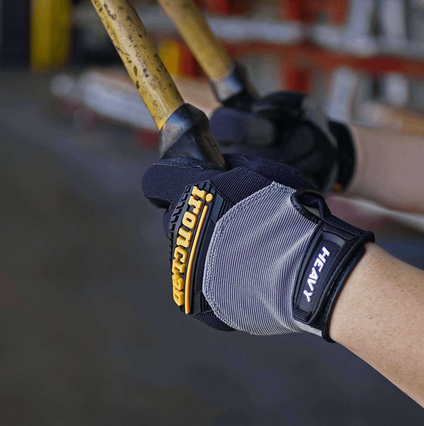 Ironclad Heavy Utility Work Gloves HUG, High Abrasion Resistance, Performance Fit, Durable, Machine Washable, (1 Pair), LARGE, Black & Grey