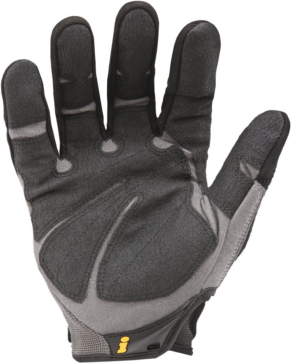 Ironclad Heavy Utility Work Gloves HUG, High Abrasion Resistance, Performance Fit, Durable, Machine Washable, (1 Pair), LARGE, Black & Grey