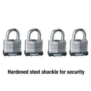 Master Lock 1803Q Fortress Outdoor Padlock with Key, 4 Pack Keyed-Alike, Laminated Steel
