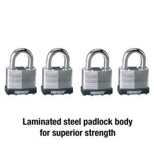 Master Lock 1803Q Fortress Outdoor Padlock with Key, 4 Pack Keyed-Alike, Laminated Steel