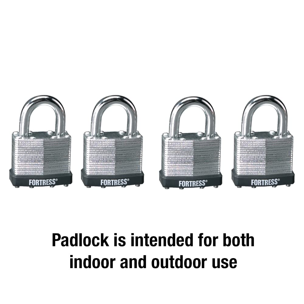 Master Lock 1803Q Fortress Outdoor Padlock with Key, 4 Pack Keyed-Alike, Laminated Steel