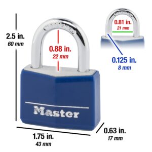 Master Lock 142DCM Covered Aluminum Keyed Padlock, 1-Pack, Blue