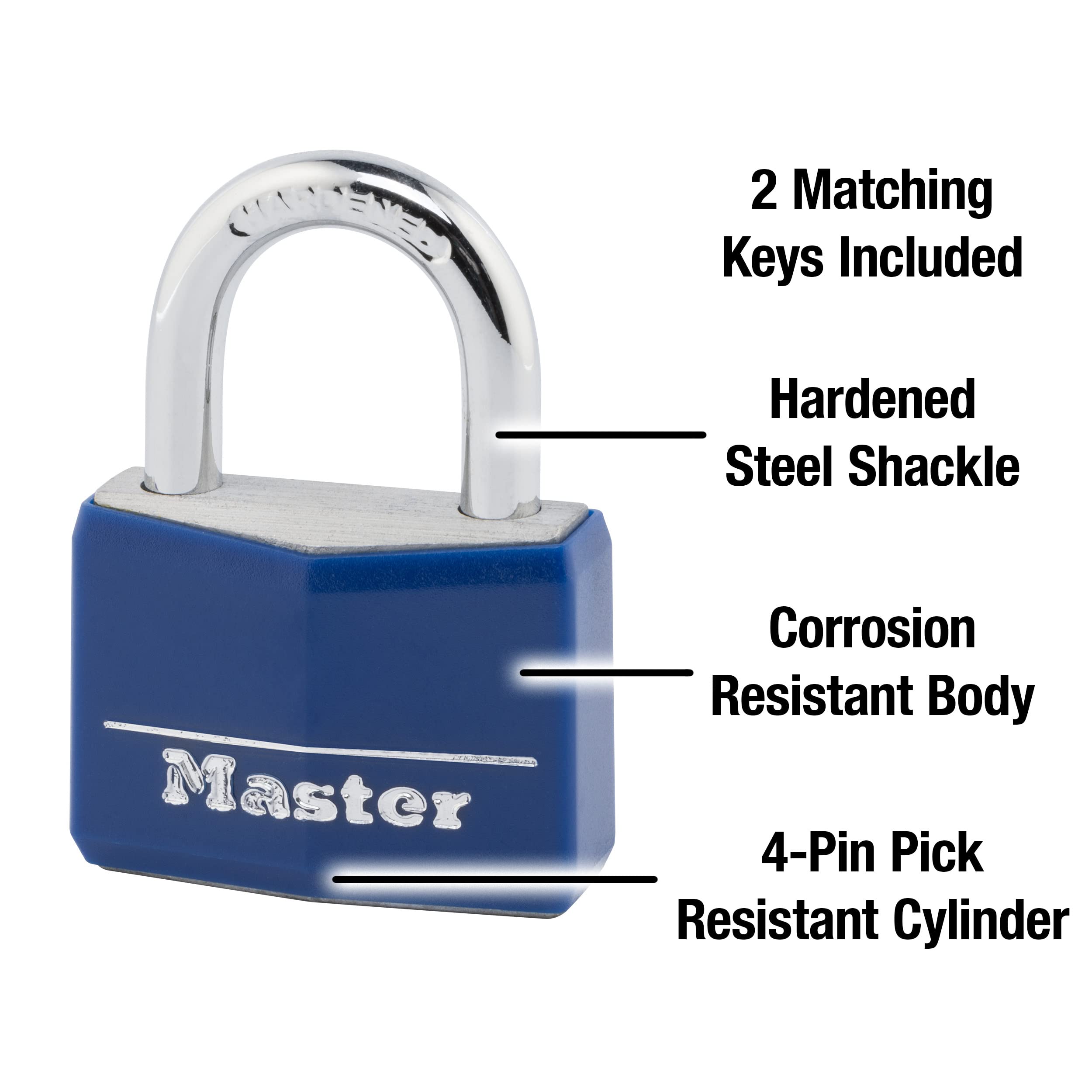 Master Lock 142DCM Covered Aluminum Keyed Padlock, 1-Pack, Blue