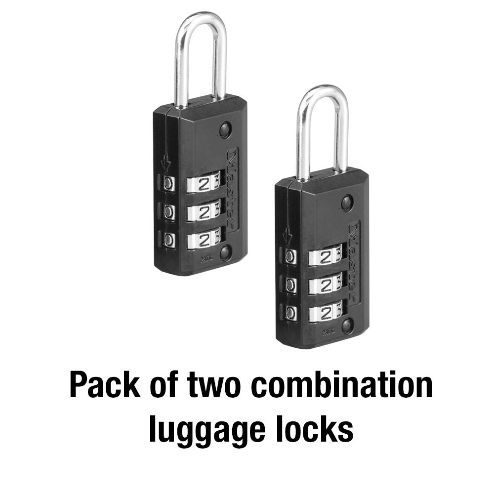 Master Lock Set Your Own Combination Luggage Lock, 2 Pack, Black, 646T