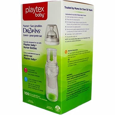 Playtex Baby Nurser Drop-Ins Baby Bottle Disposable Liners, Closer to Breastfeeding, 8 Ounce - 100 Count