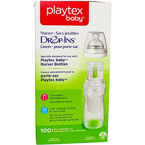 Playtex Baby Nurser Drop-Ins Baby Bottle Disposable Liners, Closer to Breastfeeding, 8 Ounce - 100 Count