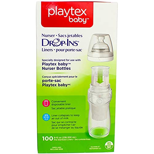 Playtex Baby Nurser Drop-Ins Baby Bottle Disposable Liners, Closer to Breastfeeding, 8 Ounce - 100 Count