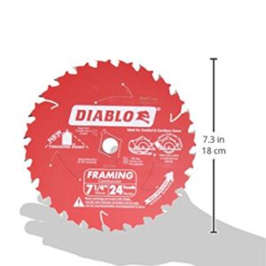 Diablo D0724A 7-1/4in 24T ATB Framing Saw Blade 5/8in & Diamond Knockout Arbor