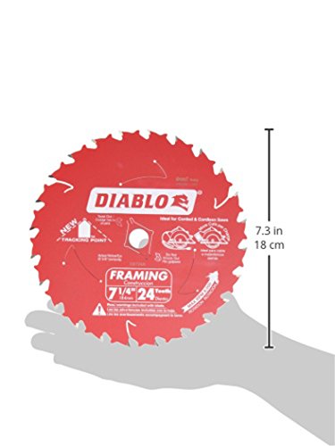 Diablo D0724A 7-1/4in 24T ATB Framing Saw Blade 5/8in & Diamond Knockout Arbor