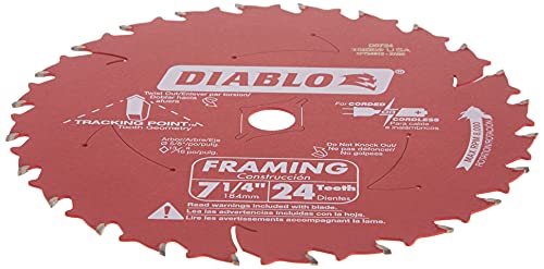 Diablo D0724A 7-1/4in 24T ATB Framing Saw Blade 5/8in & Diamond Knockout Arbor