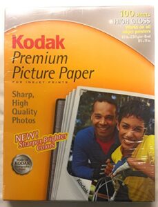 kodak 1976463 premium picture paper, high gloss, 8.5x11 (100 sheets)