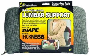 the comfortmakers lumbar support, universal, self-adjustable, ergonomic back support, office, car, airplane, made in the usa, washable, gray (92041)